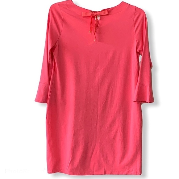CROWN & Ivy Bright Coral Cotton Modal Blend Back Tie Dress Size Medium - Picture 4 of 8